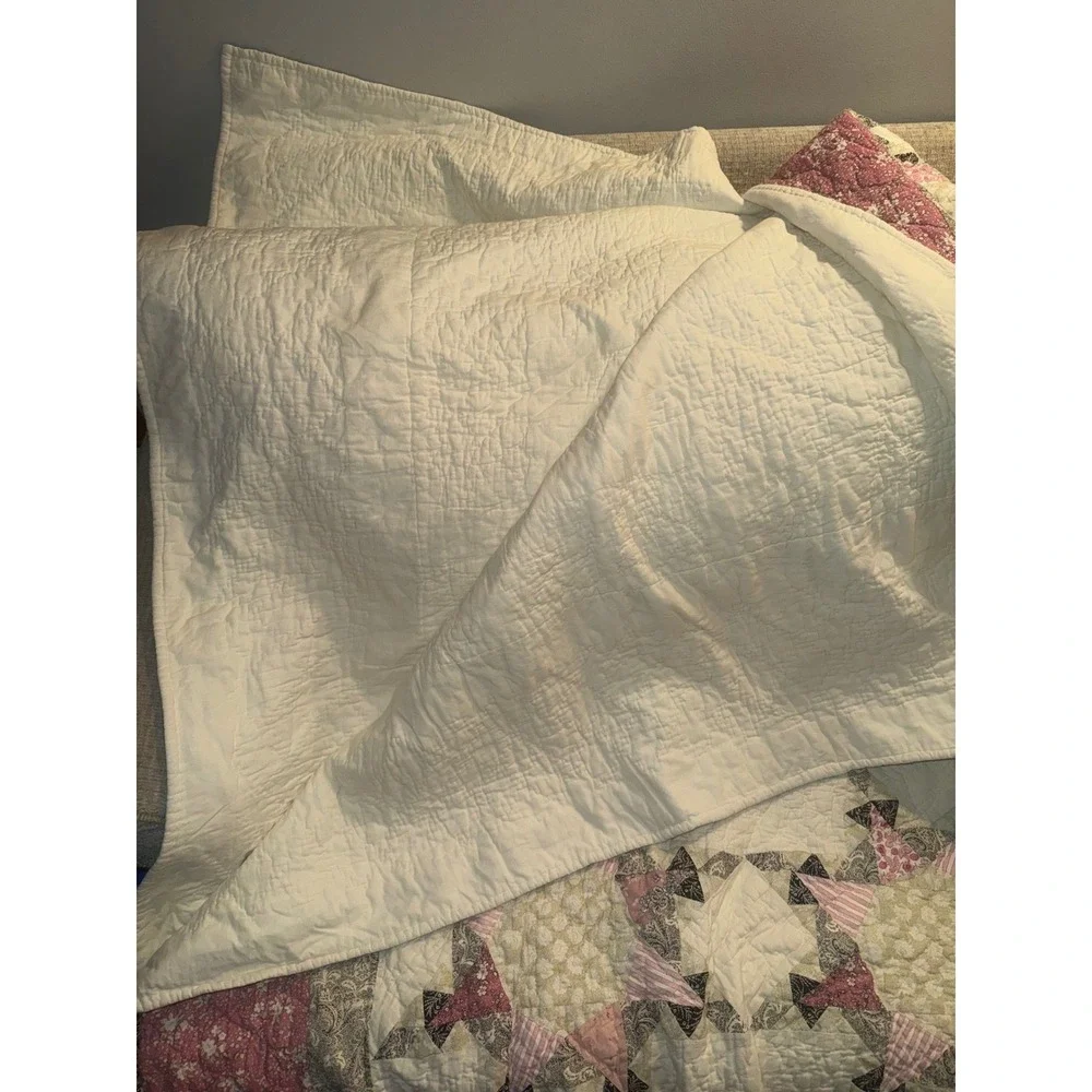 Pink Floral‎ Star Patchwork Quilt and Pillow Sham Set Cottage Core King Bedding